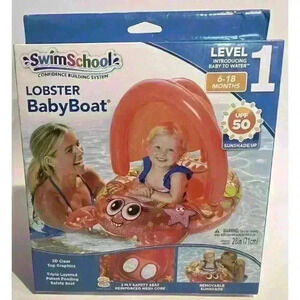 Swim School Level 1 ( 6-18 Months) Lobster Baby Boat UPF 50 Sunshade Up New